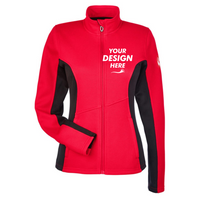Spyder Women's Constant Full-Zip Sweater Fleece Jacket, Red / Back / White, Front view, Mockup