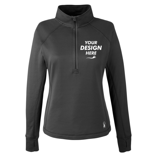 Spyder Women's Freestyle Half-Zip Pullover, Black, Front view, Mockup
