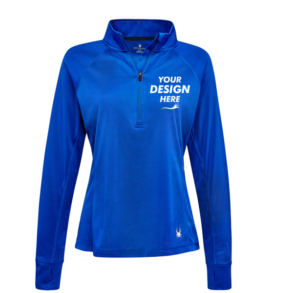 Spyder Women's Freestyle Half-Zip Pullover, Electric Blue, Front view, Mockup