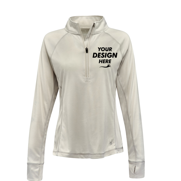 Spyder Women's Freestyle Half-Zip Pullover, Platinum, Front view, Mockup