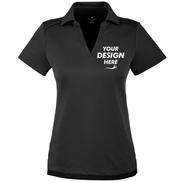 Spyder Women's Freestyle Polo, Black, Front view, Mockup