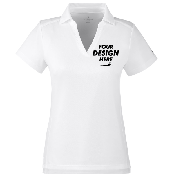 Spyder Women's Freestyle Polo, White, Front view, Mockup