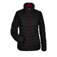 Spyder Women's Insulated Puffer Jacket, Black / Red, Front view
