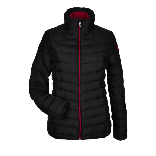 Spyder Women's Insulated Puffer Jacket, Black / Red, Front view