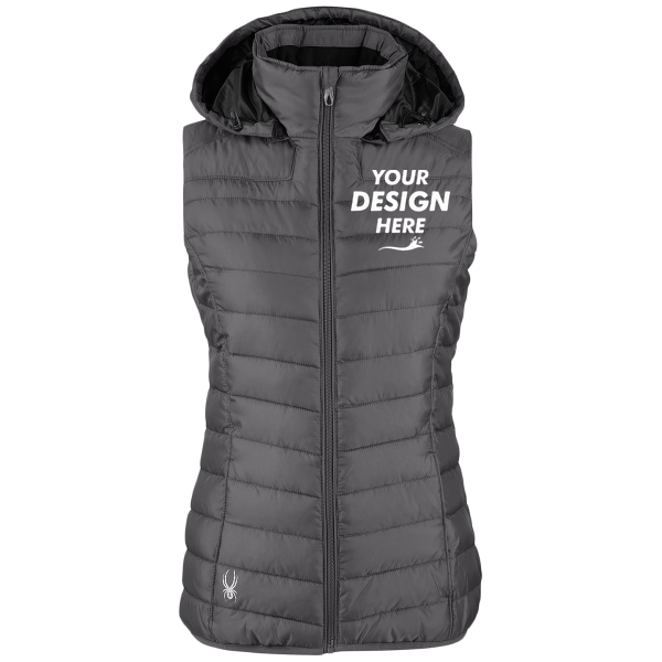 Spyder Women's Supreme Puffer Vest, Polar, Front view, Mockup