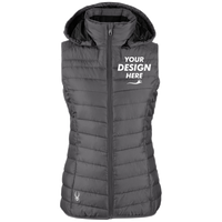 Spyder Women's Supreme Puffer Vest, Polar, Front view, Mockup