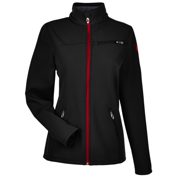 Spyder Women's Transport Soft Shell Jacket, Black / Red, Front view