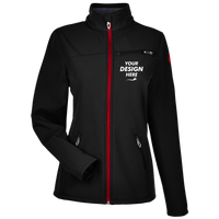 Spyder Women's Transport Soft Shell Jacket, Black / Red, Front view, Mockup
