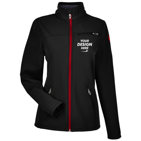 Spyder Women's Transport Soft Shell Jacket, Black / Red, Front view, Mockup
