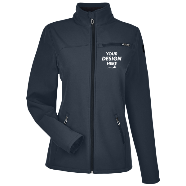 Spyder Women's Transport Soft Shell Jacket, Frontier / Black, Front view, Mockup