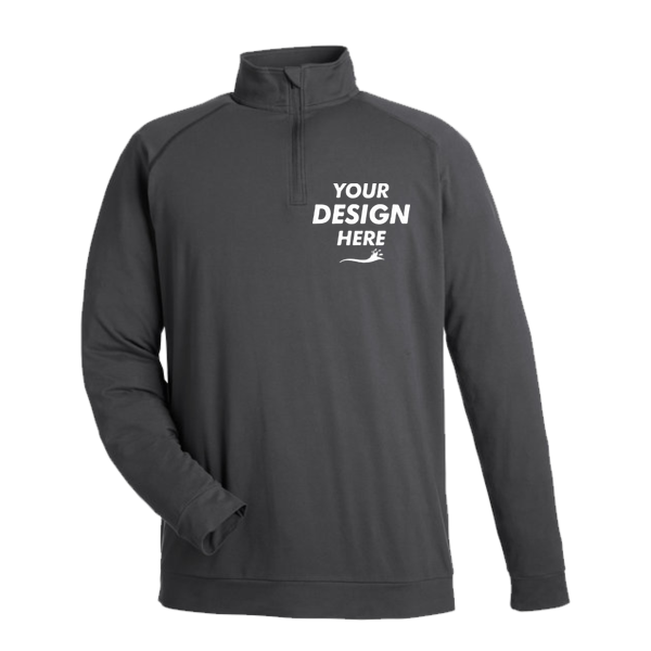Swannies Men's Colt Quarter-Zip Pullover, Black, Front view, Mockup
