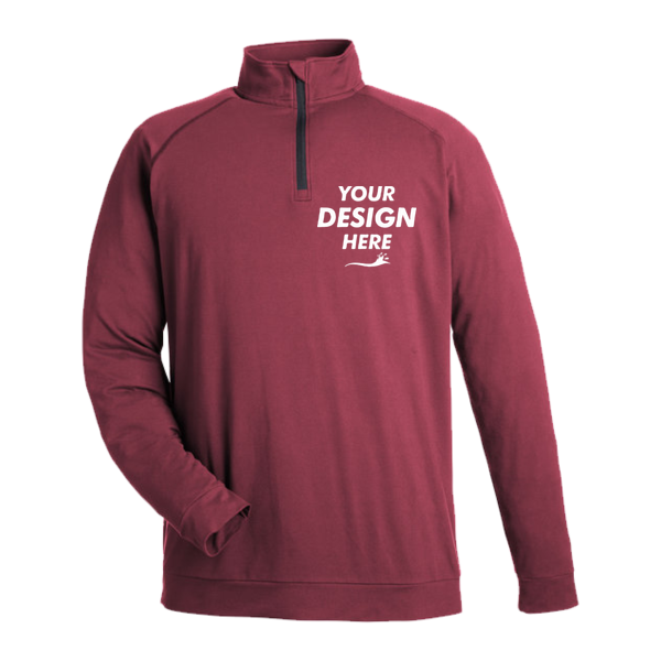 Swannies Men's Colt Quarter-Zip Pullover, Maroon, Front view, Mockup