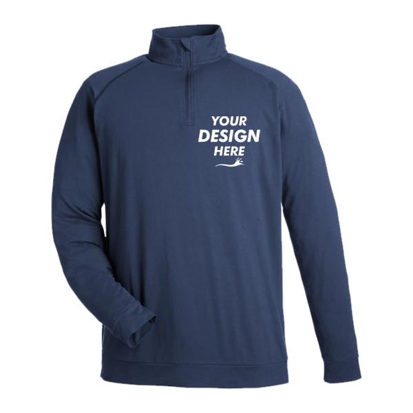Swannies Men's Colt Quarter-Zip Pullover, Navy, Front view, Mockup