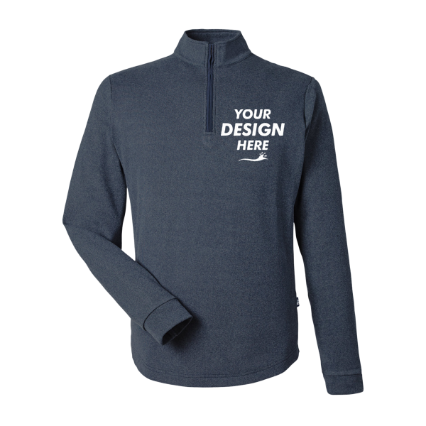 Swannies Men's Emery Quarter-Zip Pullover, Navy Heather / Navy Heather, Front view, Mockup