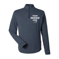 Swannies Men's Emery Quarter-Zip Pullover, Navy Heather / Navy Heather, Front view, Mockup