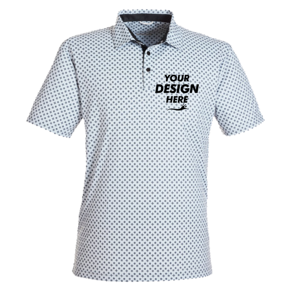 Swannies Men's Hazelwood Polo, Glacier / Black, Front view, Mockup