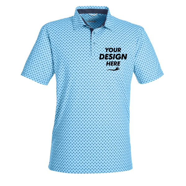 Swannies Men's Hazelwood Polo, Sky / Navy, Front view, Mockup