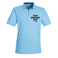 Swannies Men's Hazelwood Polo, Sky / Navy, Front view, Mockup