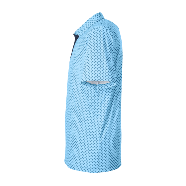 Swannies Men's Hazelwood Polo, Sky / Navy, Left Sleeve view