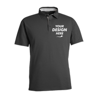 Swannies Men's James H Polo, Black Heather, Front view, Mockup