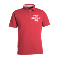 Swannies Men's James H Polo, Red Heather, Front view, Mockup
