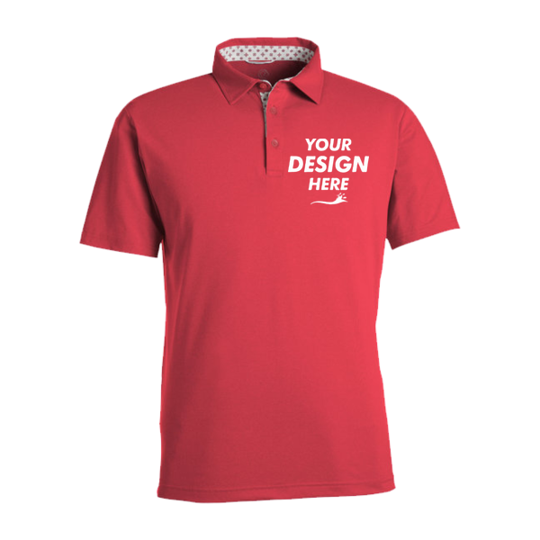 Swannies Men's James H Polo, Red Heather, Front view, Mockup