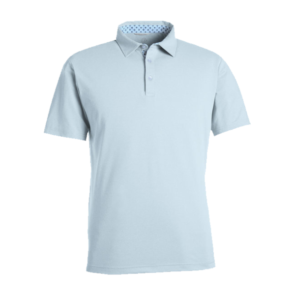 Swannies Men's James H Polo, Sky Heather, Front view