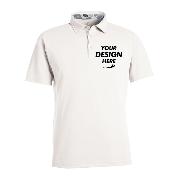 Swannies Men's James H Polo, White Heather, Front view, Mockup