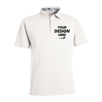 Swannies Men's James H Polo, White Heather, Front view, Mockup