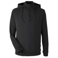 Swannies Unisex Vandyke Quarter-Zip Hooded Pullover, Black / Black, Front view