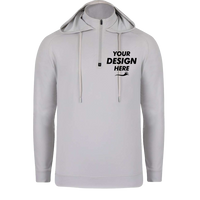 Swannies Unisex Vandyke Quarter-Zip Hooded Pullover, Glacier / Glacier, Front view, Mockup