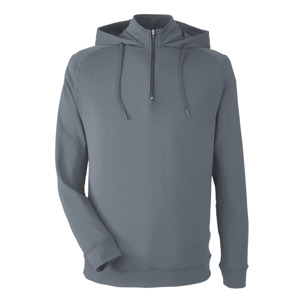 Swannies Unisex Vandyke Quarter-Zip Hooded Pullover, Graphite / Graphite, Front view