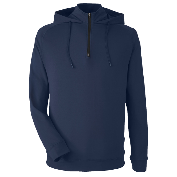 Swannies Unisex Vandyke Quarter-Zip Hooded Pullover, Navy / Navy, Front view