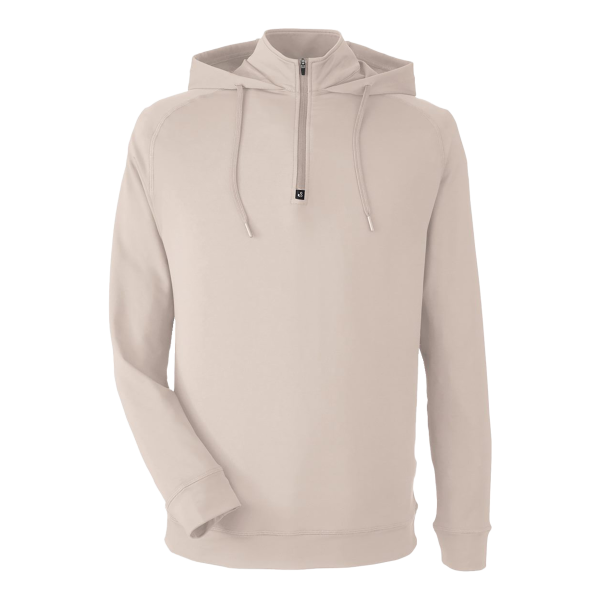 Swannies Unisex Vandyke Quarter-Zip Hooded Pullover, Tan / Tan, Front view