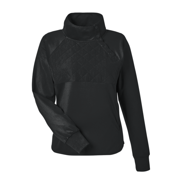 Swannies Women's Ellis Snap Neck Pullover, Black, Front view