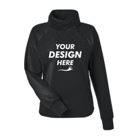 Swannies Women's Ellis Snap Neck Pullover, Black, Front view, Mockup