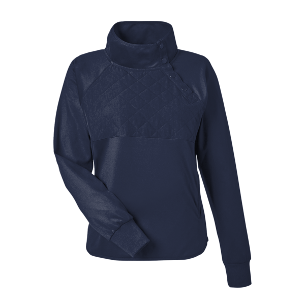 Swannies Women's Ellis Snap Neck Pullover, Navy, Front view