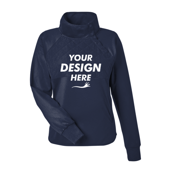 Swannies Women's Ellis Snap Neck Pullover, Navy, Front view, Mockup