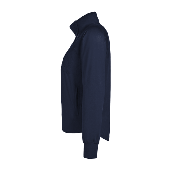 Swannies Women's Ellis Snap Neck Pullover, Navy, Left Sleeve view