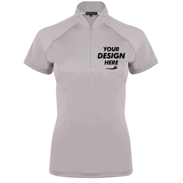 Swannies Women's Quinn Polo, Grey, Front view, Mockup