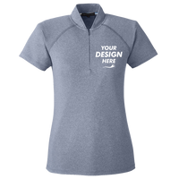 Swannies Women's Quinn Polo, Navy Heather, Front view, Mockup
