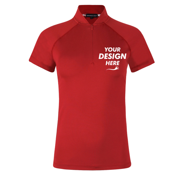 Swannies Women's Quinn Polo, Red, Front view, Mockup