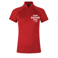 Swannies Women's Quinn Polo, Red, Front view, Mockup