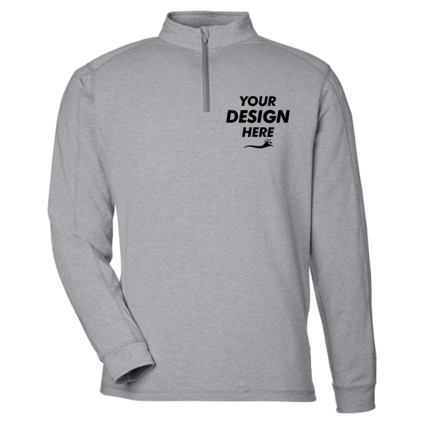 TASC Performance Inc Men's Carrollton Quarter-Zip Pullover, Heather Grey, Front view, Mockup
