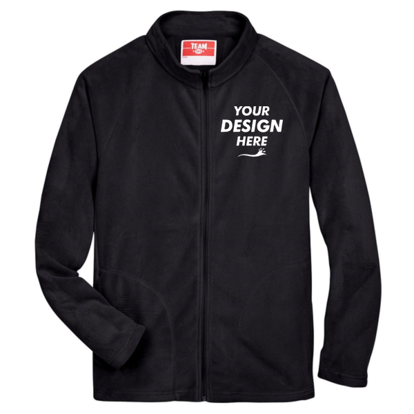 Team 365 Men's Campus Microfleece Jacket, Black, Front view, Mockup