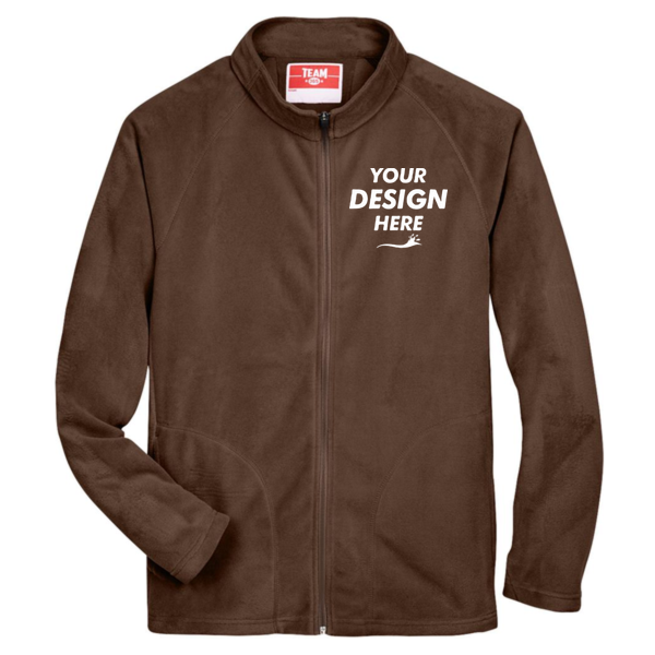 Team 365 Men's Campus Microfleece Jacket, Sport Dark Brown, Front view, Mockup