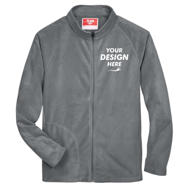 Team 365 Men's Campus Microfleece Jacket, Sport Graphite, Front view, Mockup