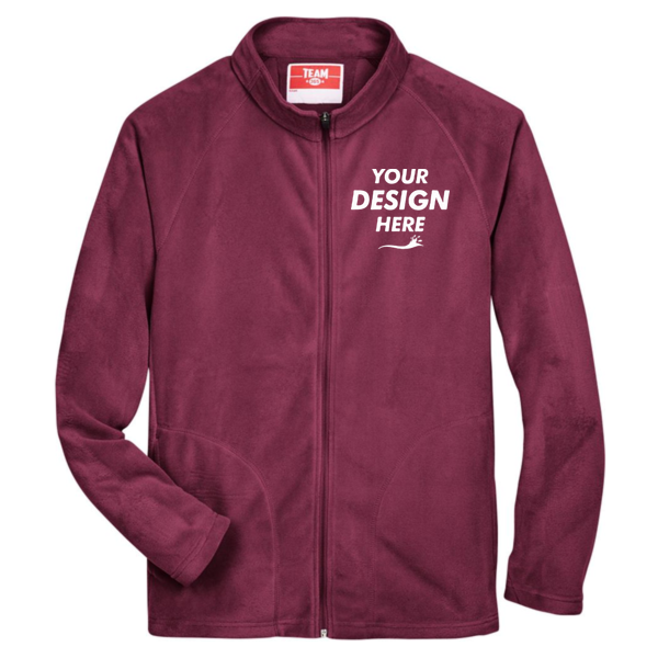 Team 365 Men's Campus Microfleece Jacket, Sport Maroon, Front view, Mockup