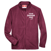 Team 365 Men's Campus Microfleece Jacket, Sport Maroon, Front view, Mockup