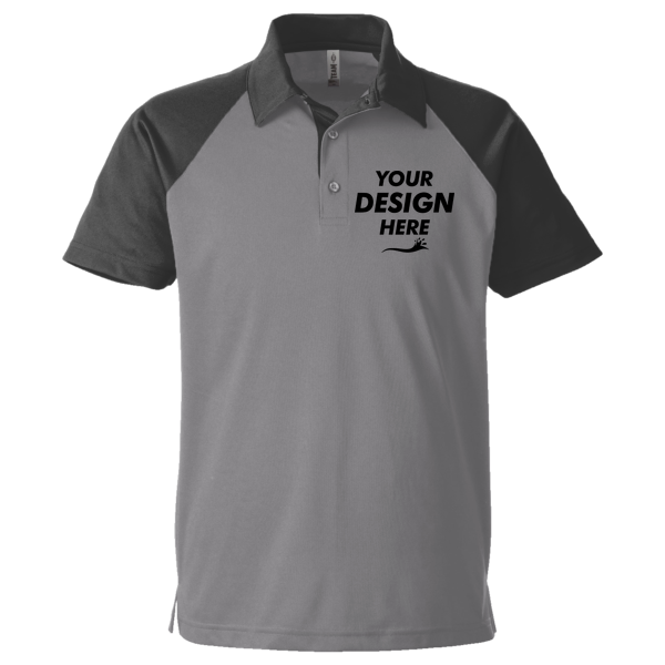 Team 365 Men's Command Snag-Protection Colorblock Polo, Sport Graphite / Black, Front view, Mockup